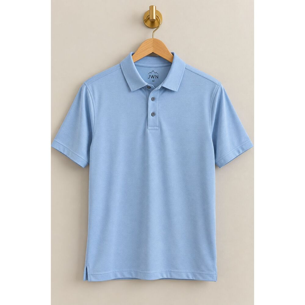 JWN Men's Medium Light Blue Polo Shirt Pima Cotton Blend Casual Soft Golf Pickle